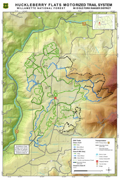 US Forest Service R6 Pacific Northwest Region (WA/OR) Willamette NF - Huckleberry Flats Motorized Trail System digital map