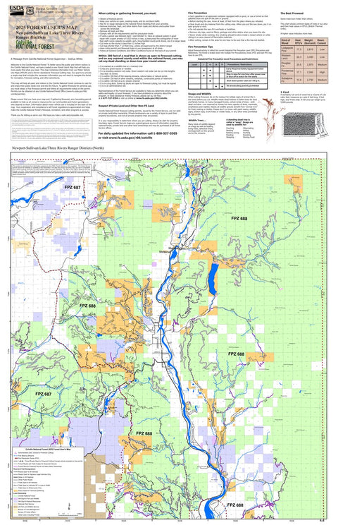 Colville NF - Front of Newport-Sullivan Lake And Three Rivers RD Forest User's Map Preview 1
