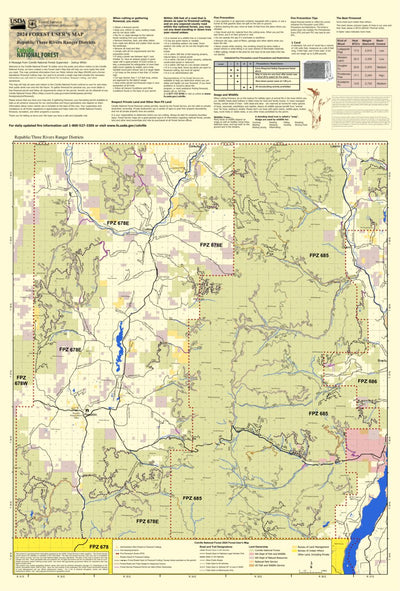 Colville NF - Front of Republic and Three Rivers RD Forest User's Map Preview 1