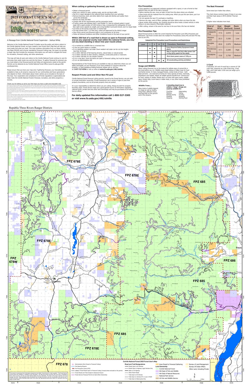 Colville NF - Front of Republic and Three Rivers RD Forest User's