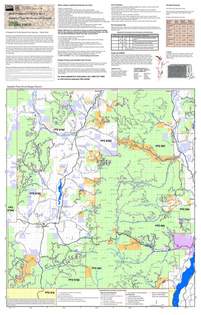 Colville NF - Front of Republic and Three Rivers RD Forest User's Map Preview 1