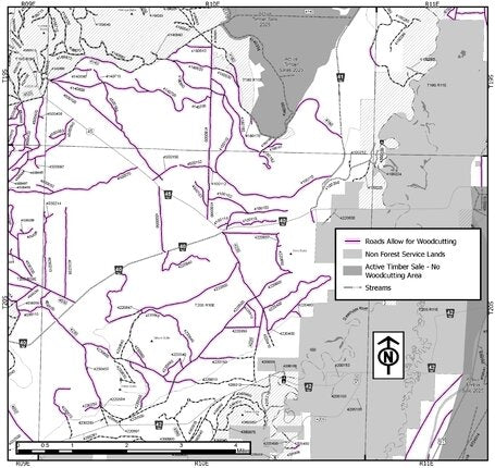 Deschutes NF - Bend Fort Rock RD - Roadside 4 Firewood Map Preview 1