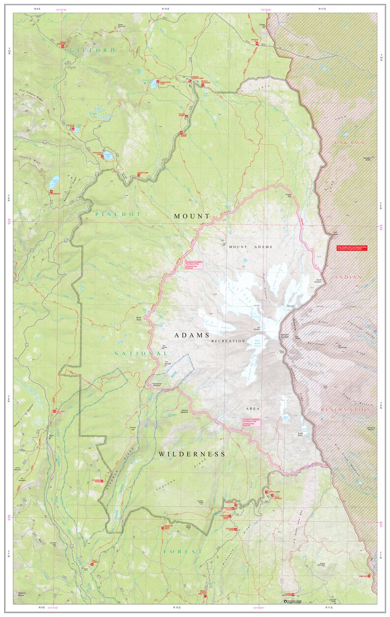 Mount Adams Wilderness Map by US Forest Service R6 Pacific Northwest ...