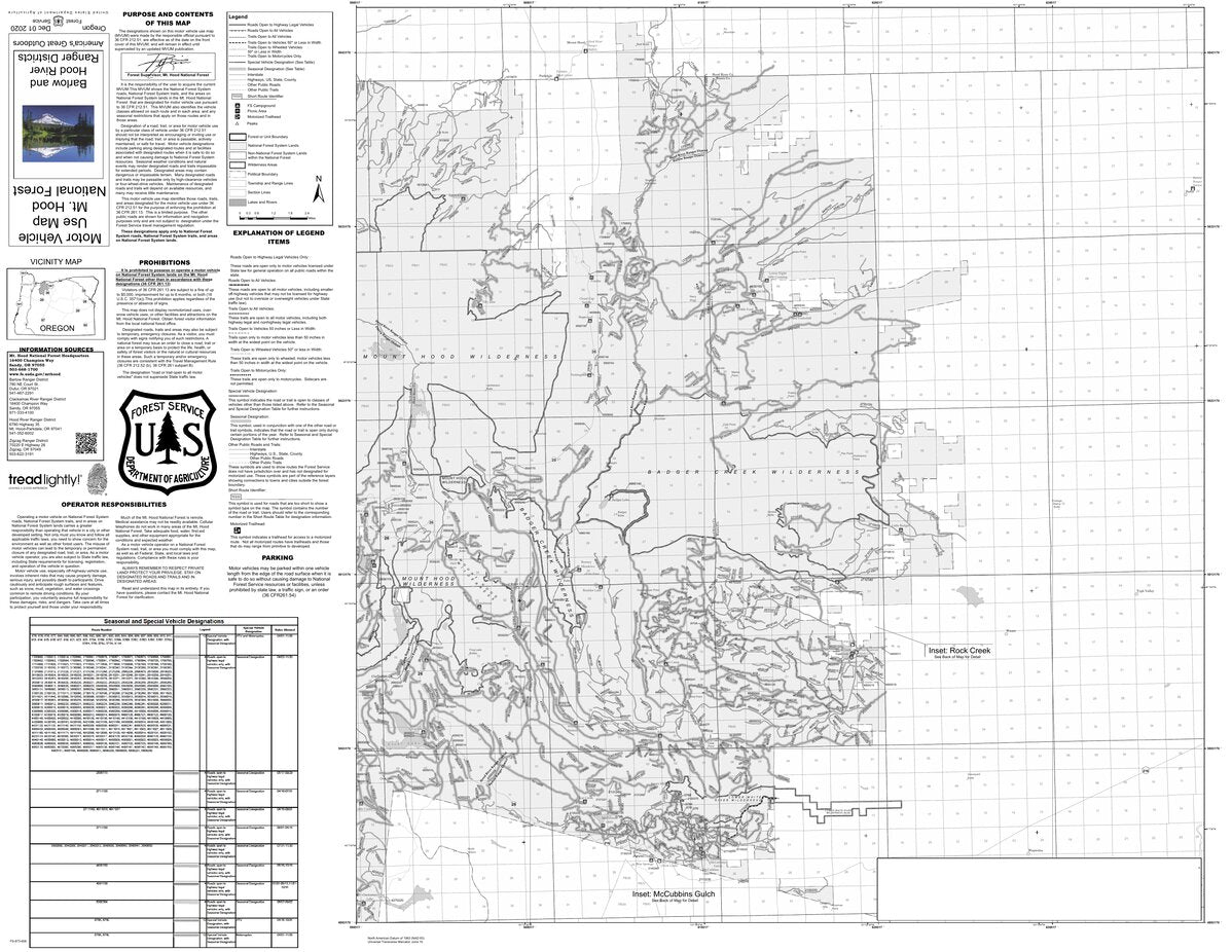 Mt. Hood NF Barlow and Hood River Ranger Districts Motor Vehicle Use ...
