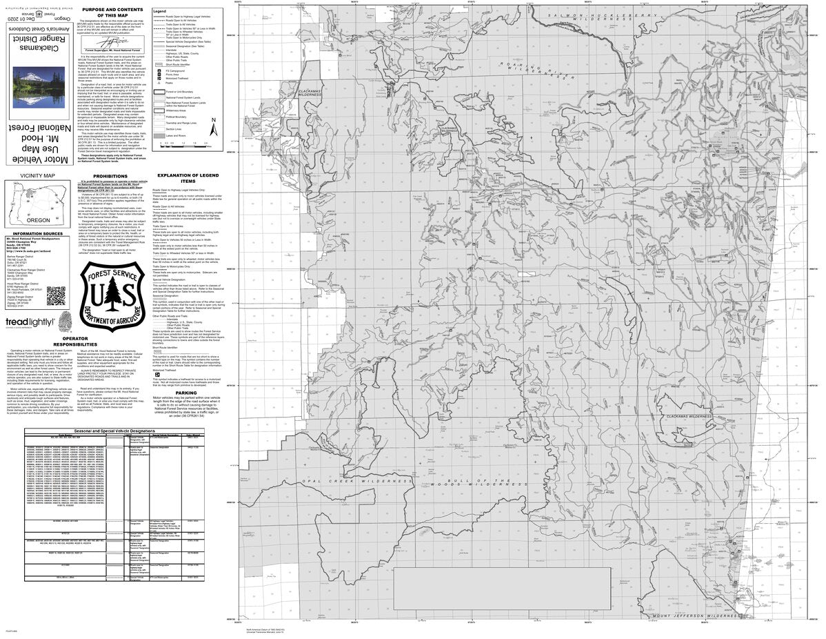 Mt. Hood NF Clackamas Ranger District Motor Vehicle Use Map by US