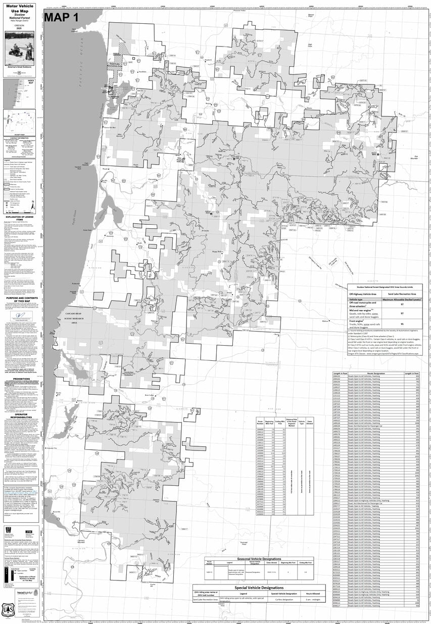 Siuslaw NF - Hebo RD - Map 1- Motor Vehicle Use Map by US Forest