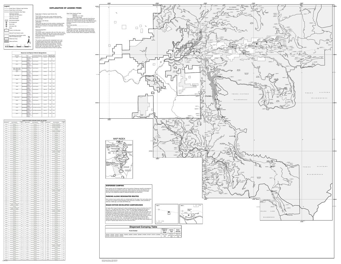 Willamette NF - McKenzie River South - Motor Vehicle Use Map by US