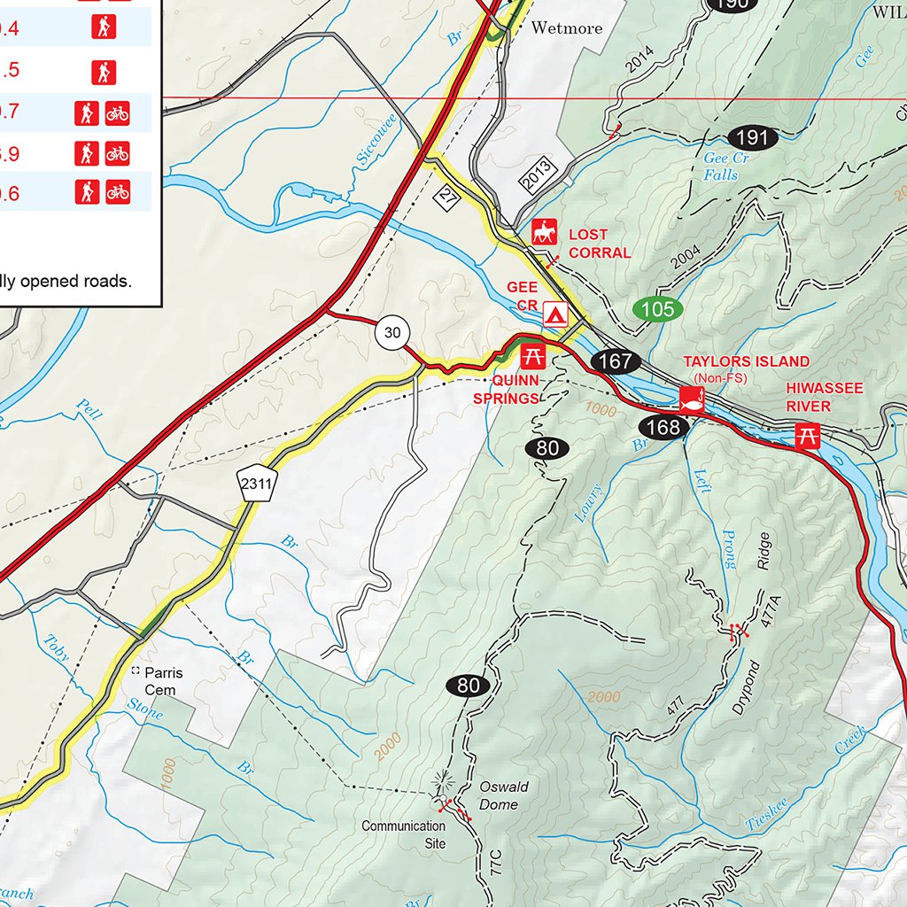 Cherokee National Forest, Ocoee-Hiwassee District, Forest Visitor Map ...