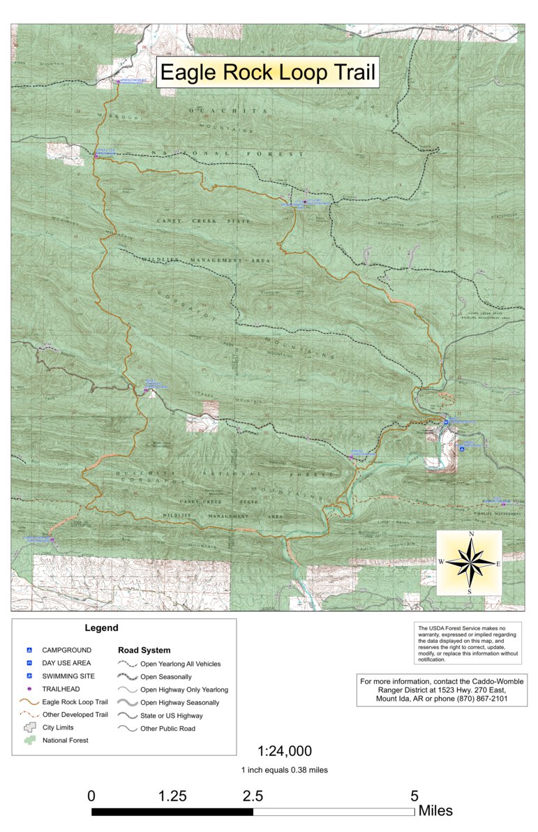 Eagle Rock Loop Trail Ouachita National Forest Map by US Forest