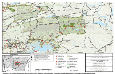 US Forest Service R8 Jessieville Winona Fourche Ranger District, Ouachita NF, Eclipse Path digital map