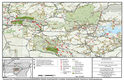 US Forest Service R8 Mena Oden Ranger District, Ouachita NF, Eclipse Path digital map
