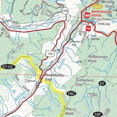 US Forest Service R8 Nantahala National Forest Tusquitee District, Forest Visitor Map digital map
