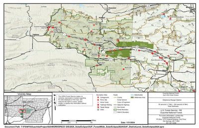 US Forest Service R8 Oklahoma Ranger District North, Ouachita NF, Eclipse Path digital map