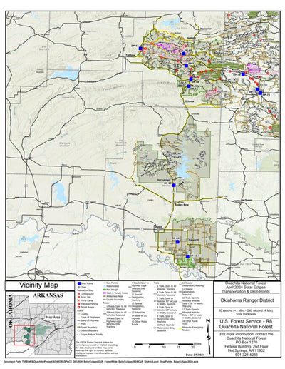 US Forest Service R8 OuachitaNF OKRD TransportationDropPoints digital map