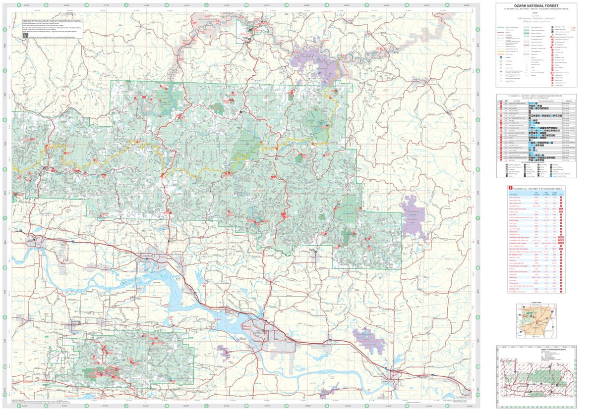 Mccall Ranger Ditrict Map Ozark National Forest East - Pleasant Hill, Big Piney, and Mt. Magazine ...