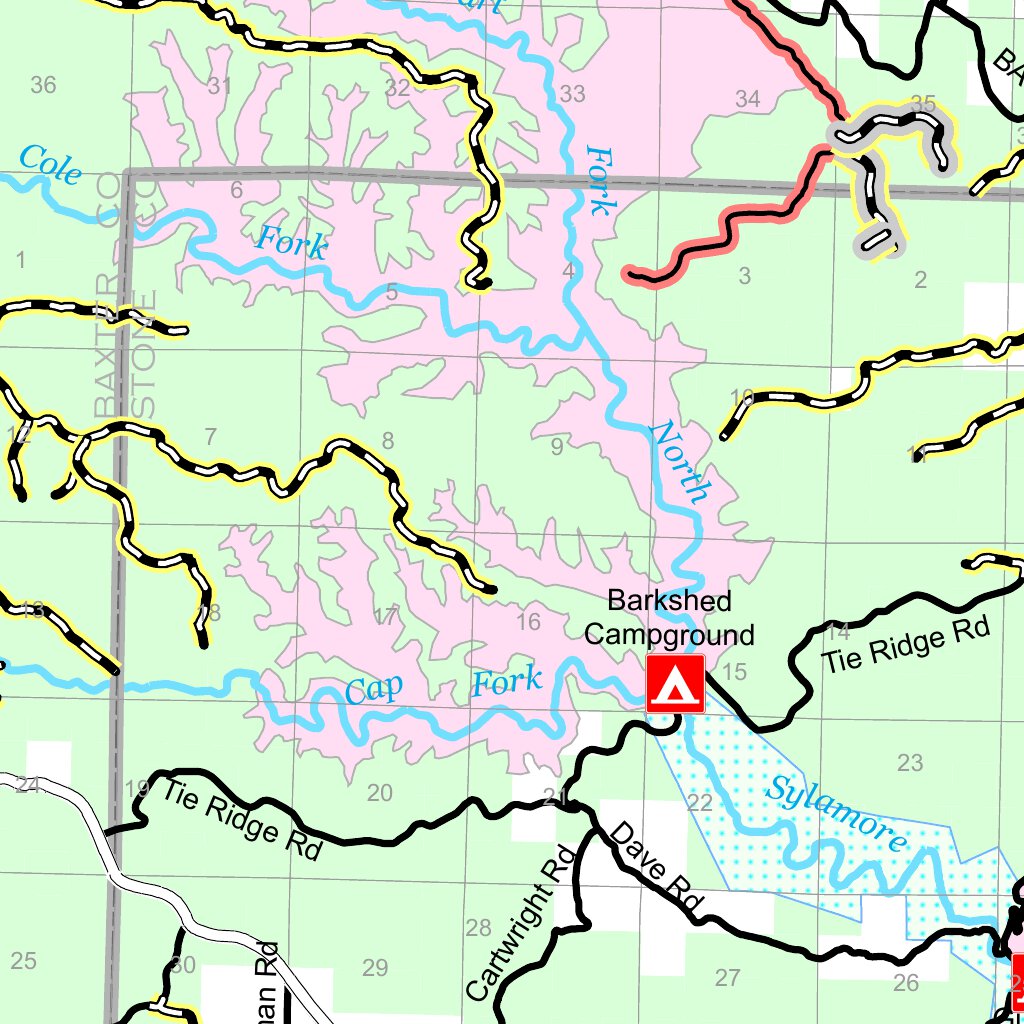 Traveling the Backcountry, Ozark National Forest, Sylamore RD Map by US 