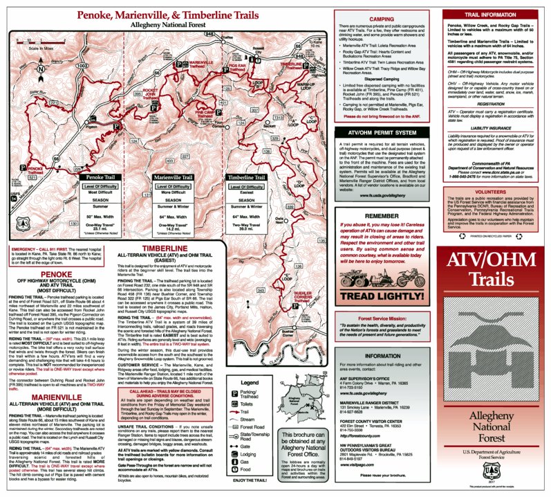Allegheny National Forest ATV/OHM Trails Map by US Forest Service R9 ...