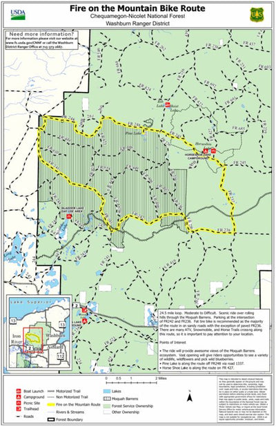 US Forest Service R9 Chequamegon Nicolet National Forest Fire on the Mountain Bike Route digital map