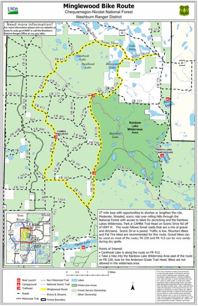 US Forest Service R9 Chequamegon Nicolet National Forest Minglewood Bike Route digital map