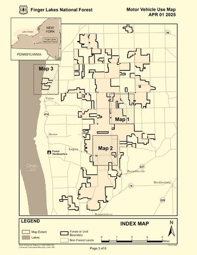 Green Mountain Finger Lakes NF MVUM - FINGER LAKES - Locator Index Map Preview 1