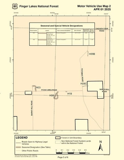 Green Mountain Finger Lakes NF MVUM - FINGER LAKES - Map 2 Preview 1