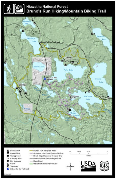 Hiawatha NF - Bruno’s Run Hiking/Mountain Biking Trail Map Preview 1