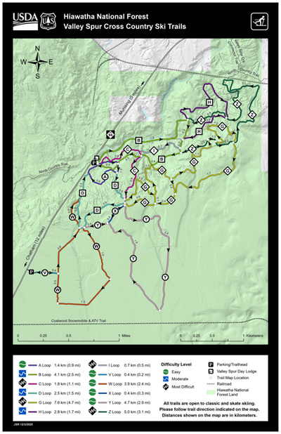 Hiawatha NF – Valley Spur Cross Country Ski Trails Map Preview 1