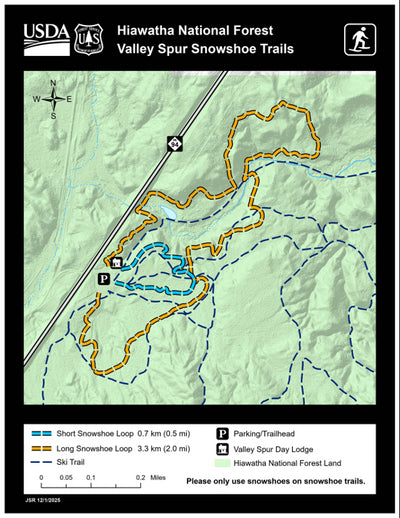 Hiawatha NF – Valley Spur Snowshoe Trails Map Preview 1