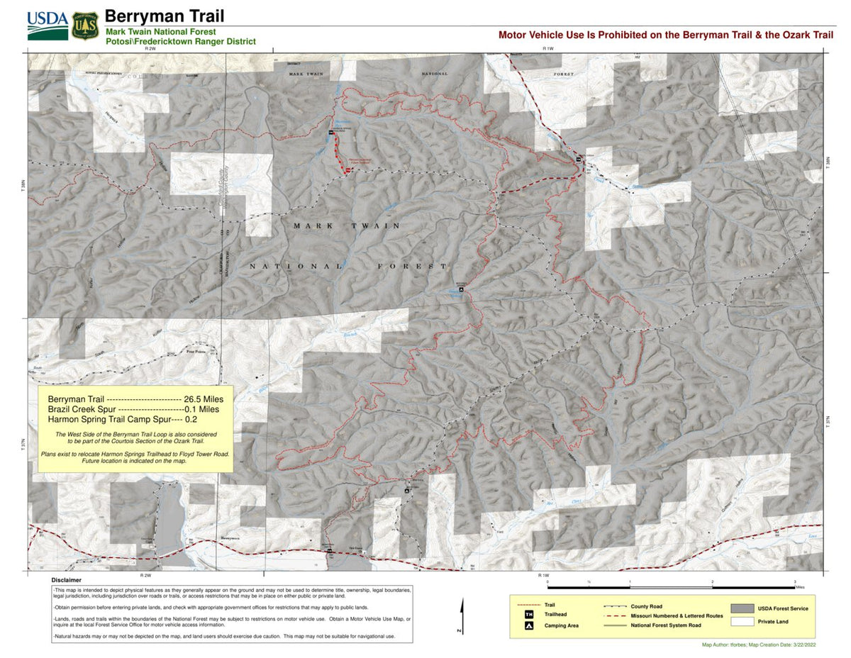 Mark Twain National Forest - Berryman Trail Map by US Forest Service R9 ...