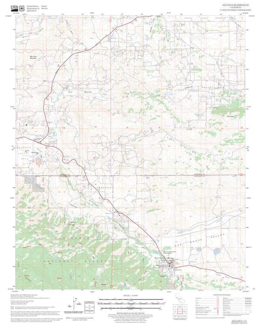 Aguanga, CA FSTopo Legacy Map by US Forest Service - Topo | Avenza Maps