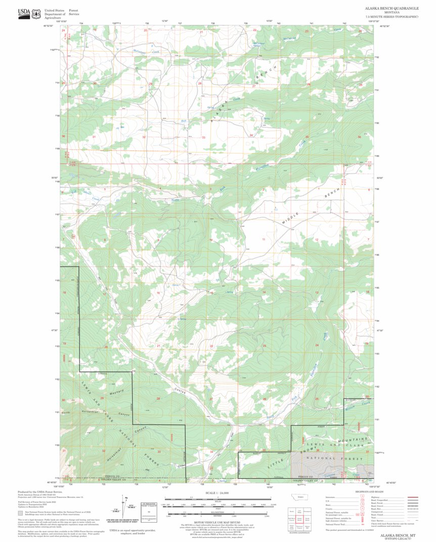 Alaska Bench, MT FSTopo Legacy Map by US Forest Service - Topo | Avenza ...