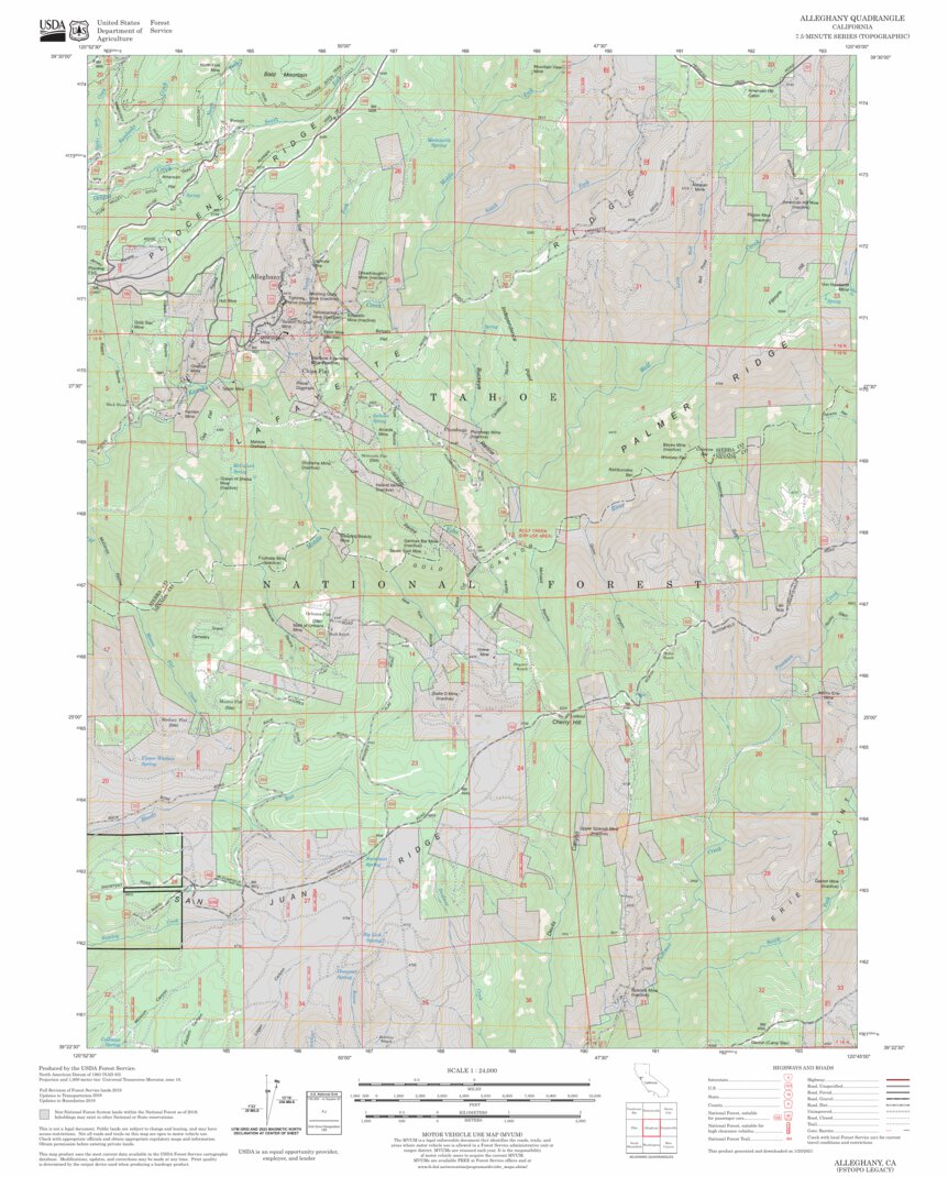 Alleghany, CA FSTopo Legacy Map by US Forest Service - Topo | Avenza Maps