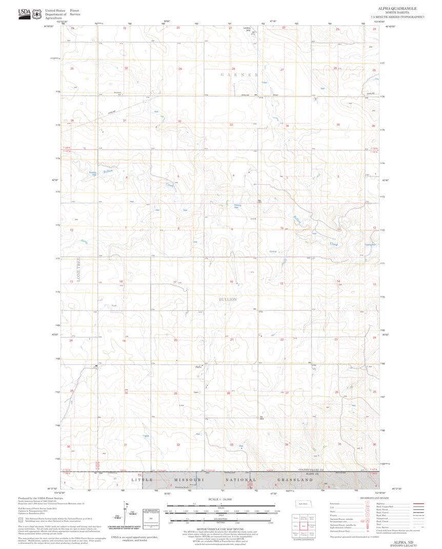 Alpha, ND FSTopo Legacy Map by US Forest Service - Topo | Avenza Maps