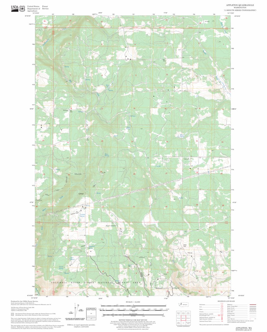 Appleton, WA FSTopo Legacy Map by US Forest Service - Topo | Avenza Maps