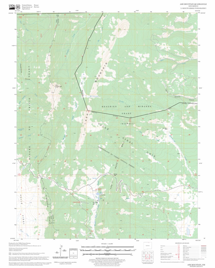 Ash Mountain, NM FSTopo Legacy Map by US Forest Service - Topo | Avenza ...