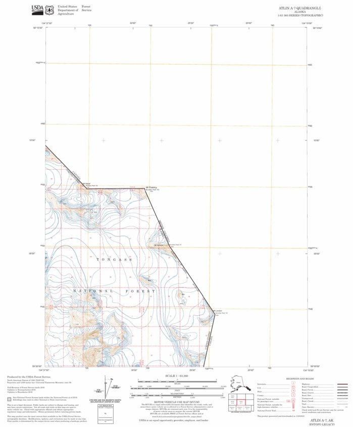 Atlin A-7, AK FSTopo Legacy Map by US Forest Service - Topo | Avenza Maps