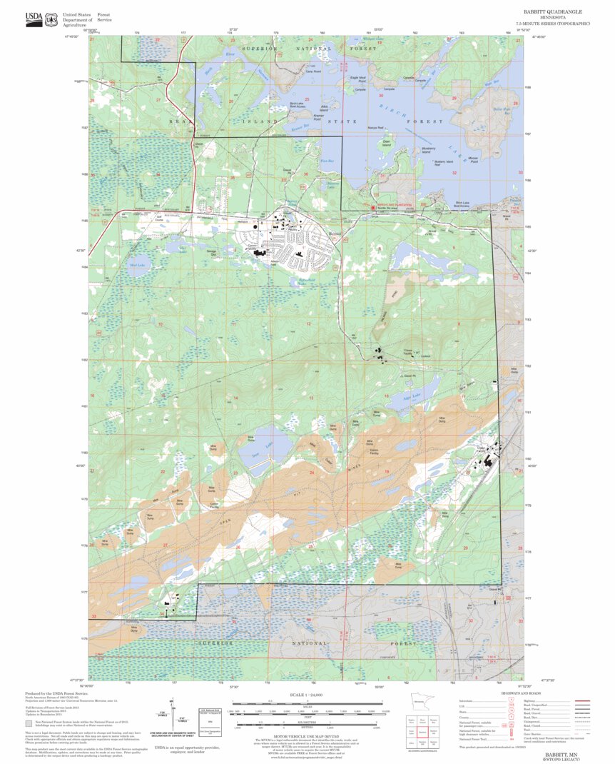 Babbitt, MN FSTopo Legacy Map by US Forest Service - Topo | Avenza Maps