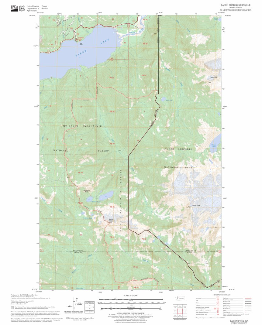 Bacon Peak, WA FSTopo Legacy Map by US Forest Service - Topo | Avenza Maps