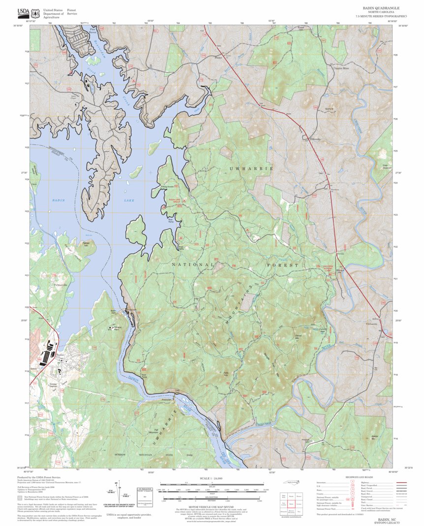 Badin, NC FSTopo Legacy Map by US Forest Service - Topo | Avenza Maps