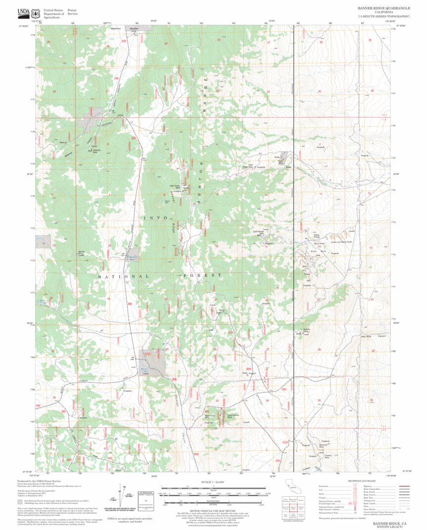 Banner Ridge, CA FSTopo Legacy Map by US Forest Service - Topo | Avenza ...