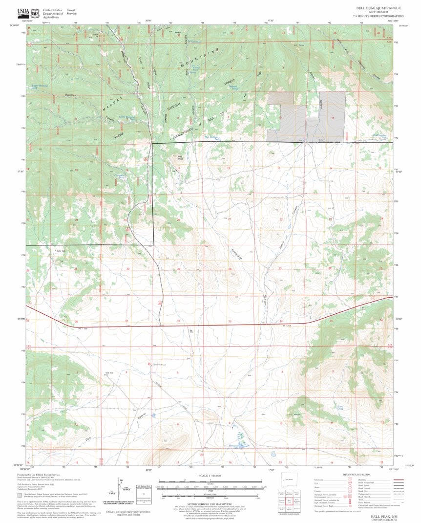 Bell Peak, NM FSTopo Legacy Map by US Forest Service - Topo | Avenza Maps