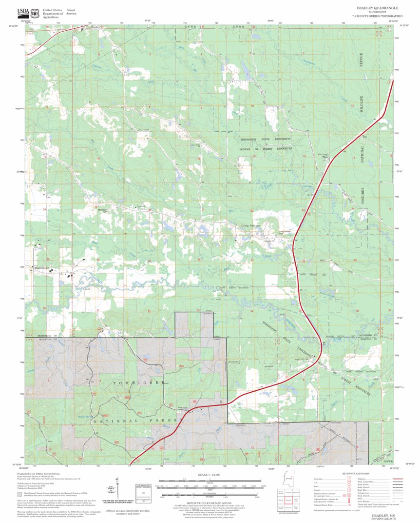Bradley, MS FSTopo Legacy Map by US Forest Service - Topo | Avenza Maps