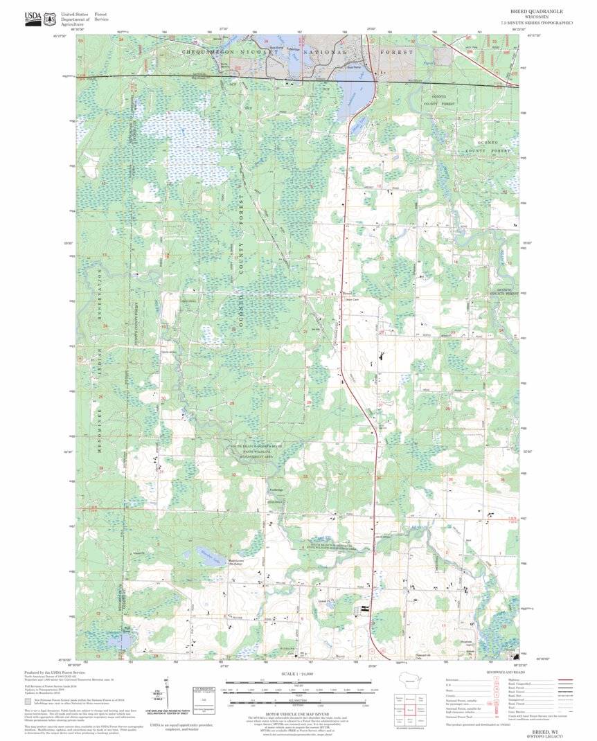Breed, WI FSTopo Legacy Map by US Forest Service - Topo | Avenza Maps