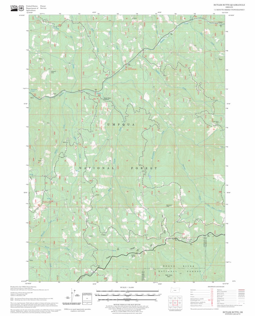 Butler Butte, OR FSTopo Legacy Map by US Forest Service - Topo | Avenza ...