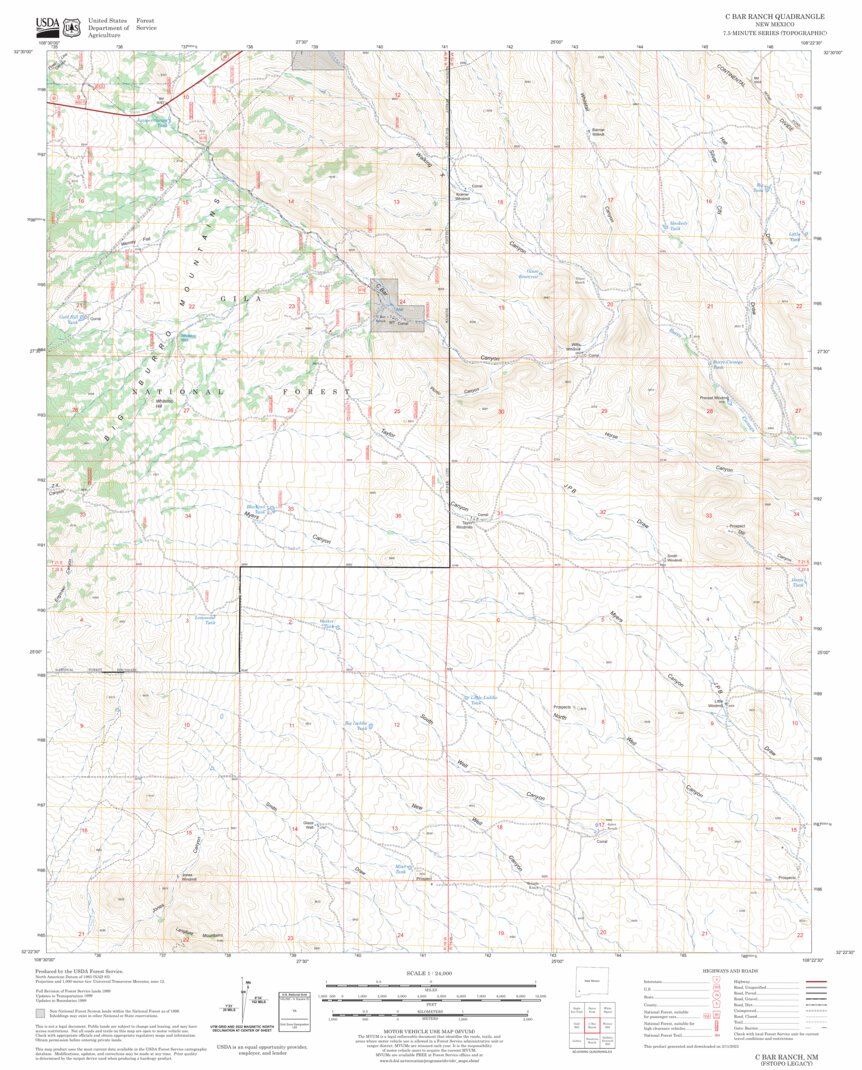 C Bar Ranch, NM FSTopo Legacy Map by US Forest Service - Topo | Avenza Maps