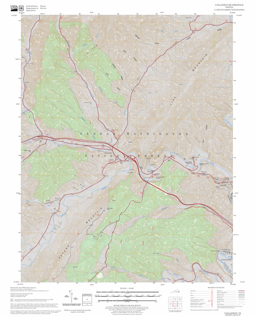 Callaghan, VA FSTopo Legacy Map by US Forest Service - Topo | Avenza Maps