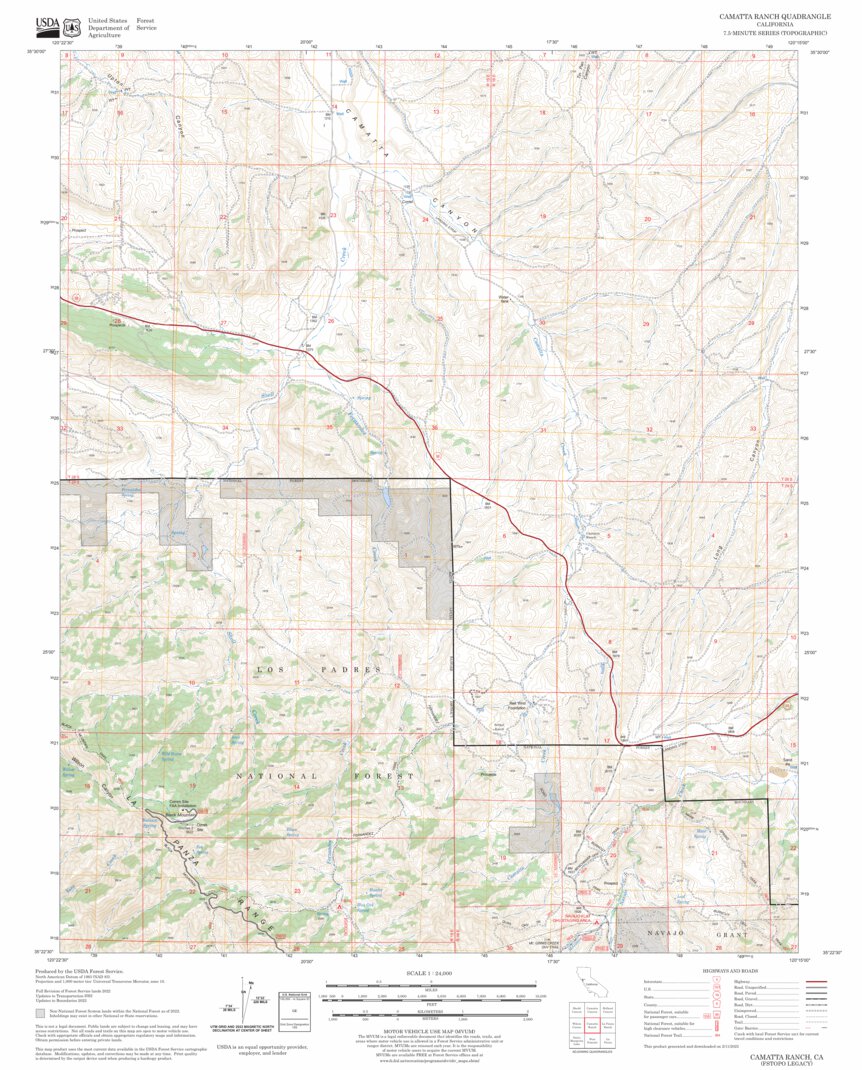 Camatta Ranch, CA FSTopo Legacy Map by US Forest Service - Topo ...