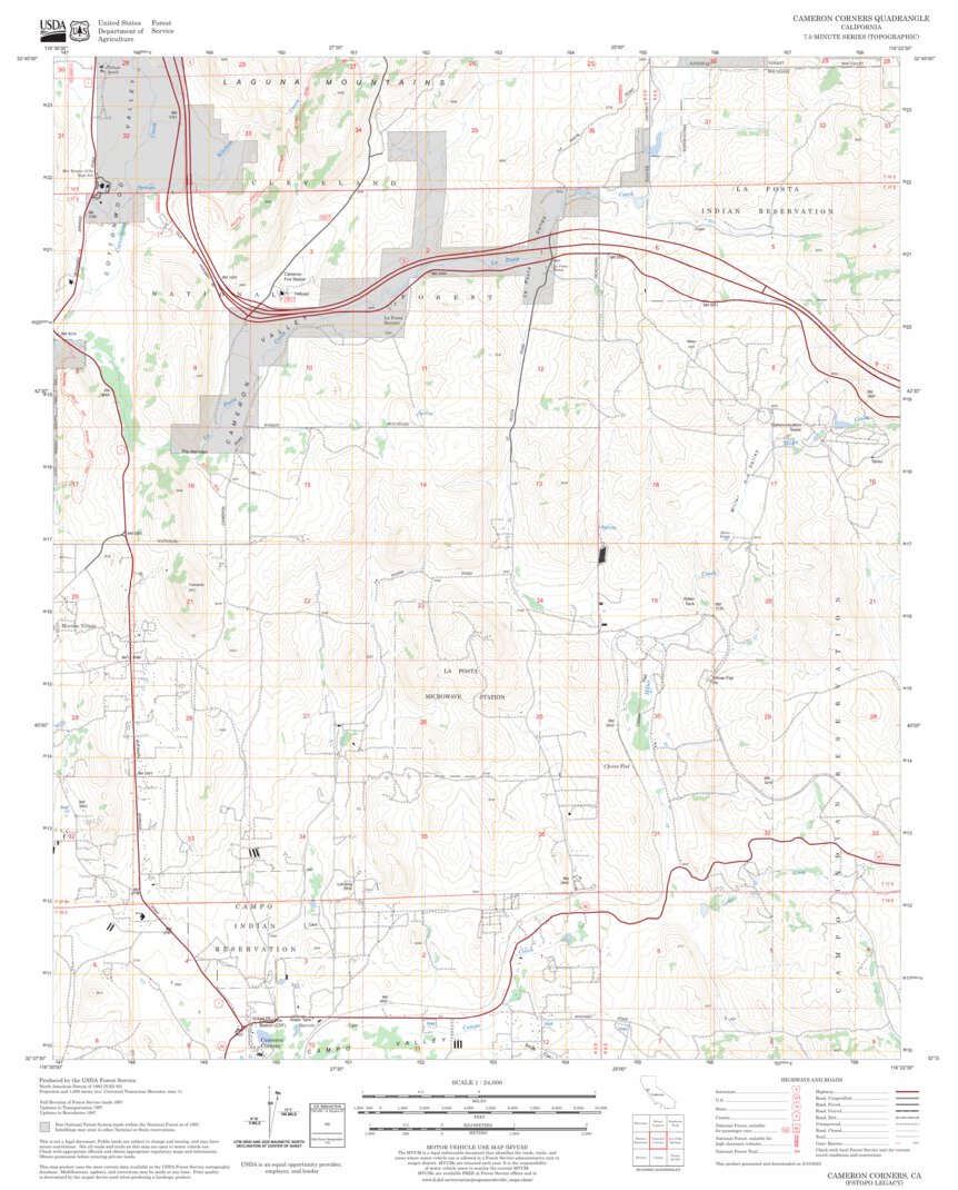 Cameron Corners, CA FSTopo Legacy Map by US Forest Service - Topo ...