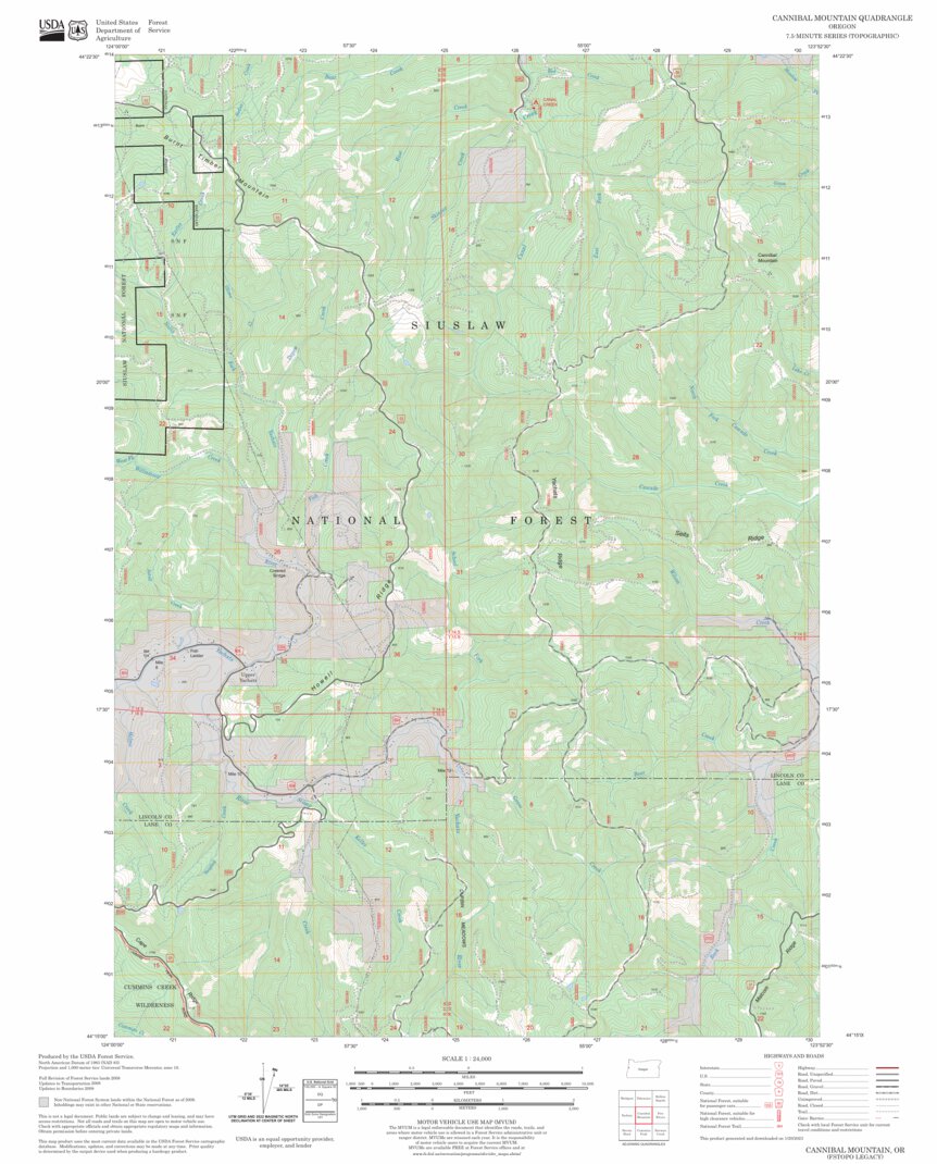 Canibal Map Cannibal Mountain, OR FSTopo Legacy Map by US Forest Service - Topo ...