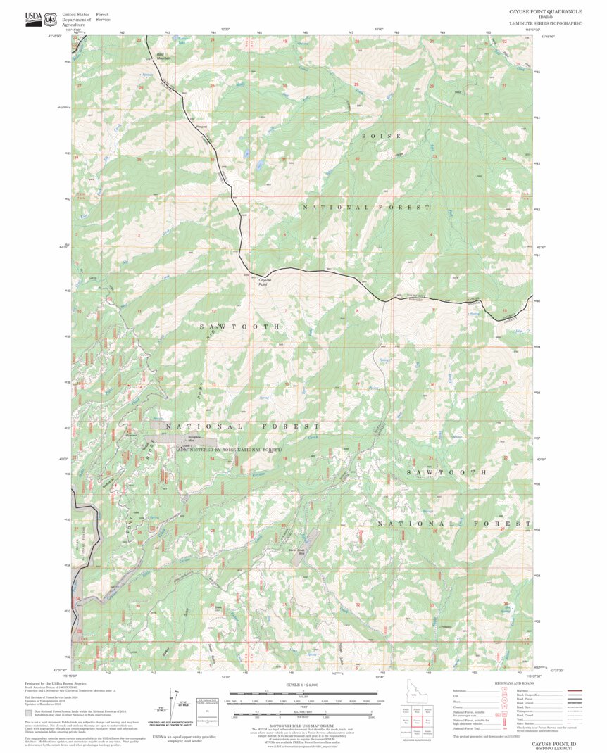Cayuse Point, ID FSTopo Legacy Map by US Forest Service - Topo | Avenza ...